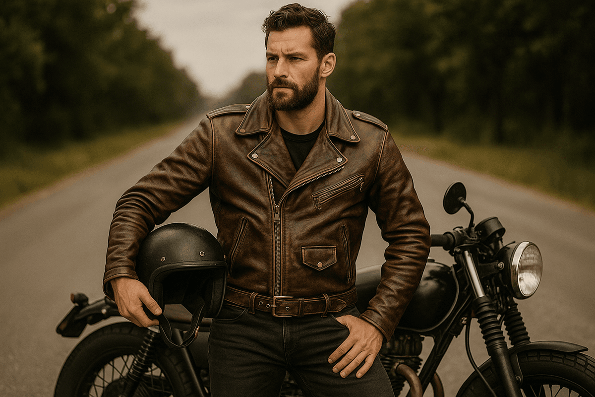 Blouson cuir vintage motard