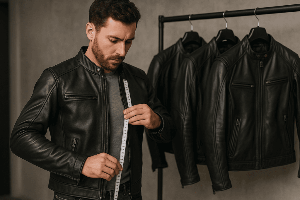 Taille de blouson de moto en cuir