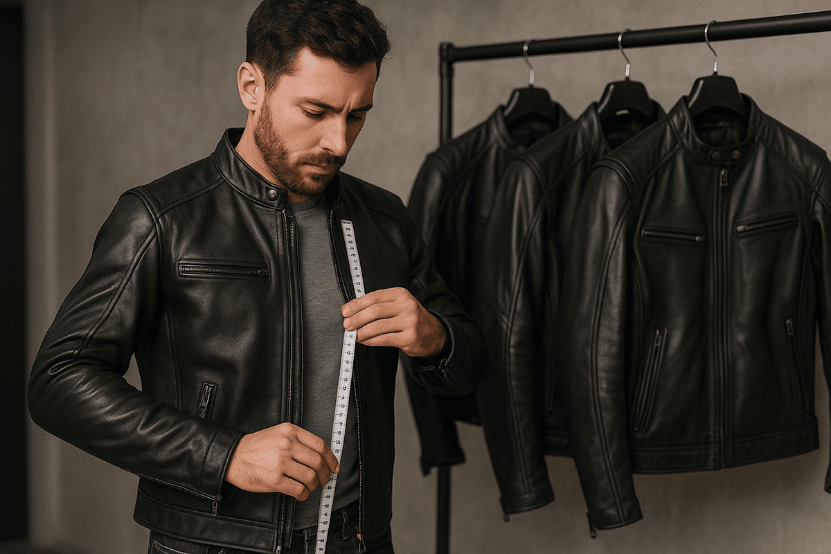 Taille de blouson de moto en cuir